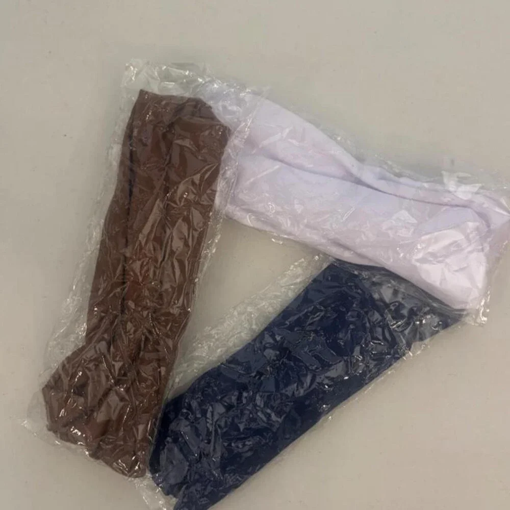 3 pairs of thick headbands brown, white, and navy blue #socks #bundle